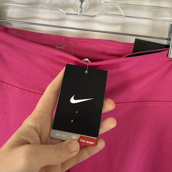 New Nike Epic Run Tight Fit Leggings Women's Medium Crop Length Pink Drawstring - Picture 5 of 10